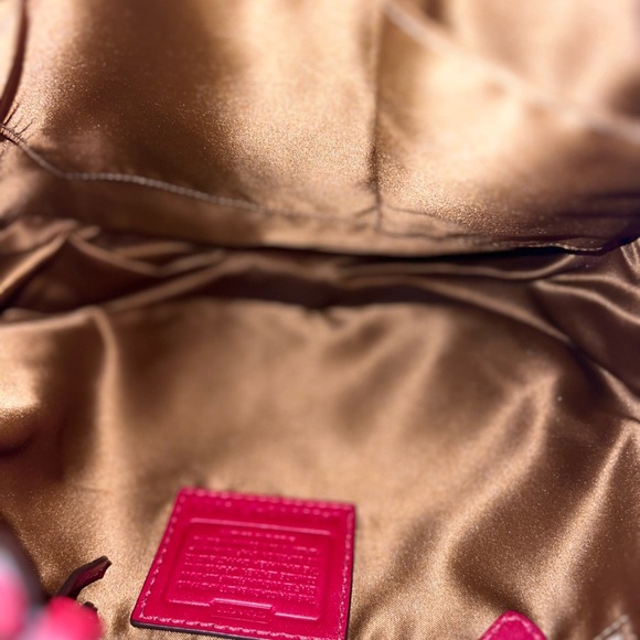 Coach Cherry Red Leather Shoulder Bag #F12071 - Picture 8 of 14